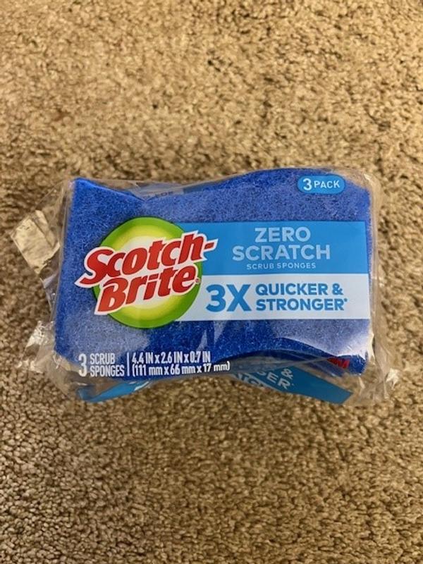 Scotch-Brite Zero Scratch BLUE Scrub Sponges - 24 Count, Individually Wrapped