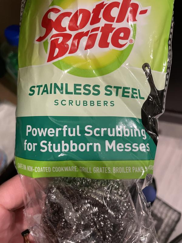 Scotch-Brite Stainless Steel Scrubber, Dish Scrubbers for Cleaning Kitchen  and Household, Steel Scrubbers for Cleaning Dishes, 3 Scrubbers