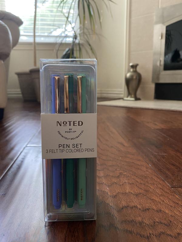 Noted by Post-it®, Cool Color Pens, Periwinkle, Teal, Mint, Felt tip, Ink  color matches barrel, 3 Pens/Pack