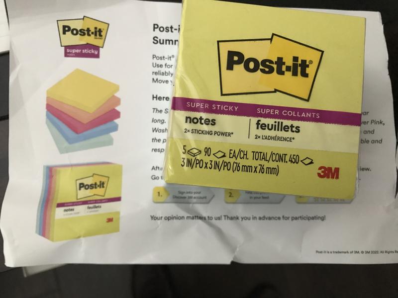 Post-it Pads in Summer Joy Collection Colors, 1.88 x 1.88, 90 Sheets/Pad,  8 Pads/Pack (6228SSJOY)