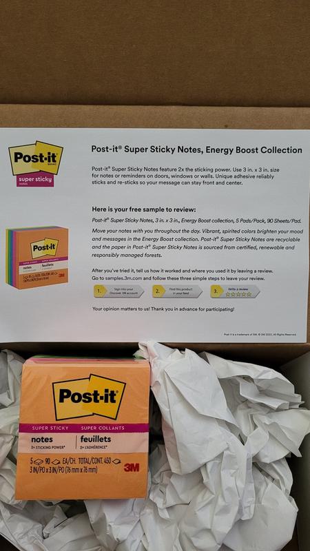 Post-it® Notes Super Sticky Pads in Energy Boost Collection Colors, Note  Ruled, 5 x 8, 45 Sheets/Pad, 4 Pads/Pack