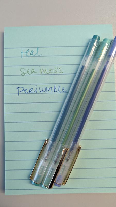 Noted by Post-it Pen Set, Cool Colors, Periwinkle, Yellow, Mint, Glitter  Gel, 3 Pens 