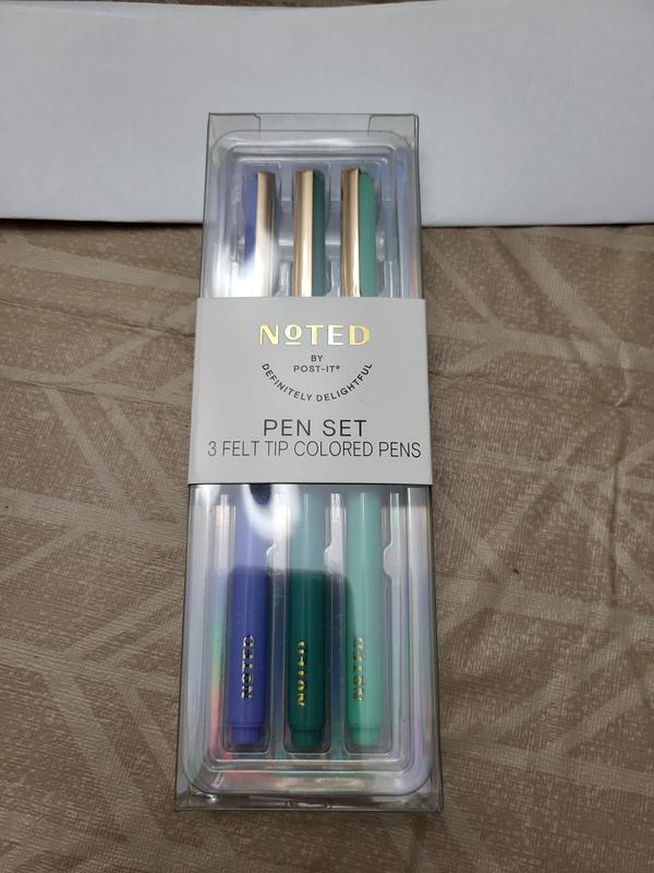 Noted by Post-it®, Cool Color Pens, Periwinkle, Teal, Mint, Felt tip, Ink  color matches barrel, 3 Pens/Pack