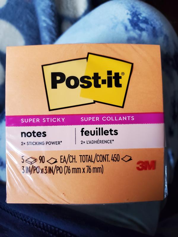 Post-it® Super Sticky Notes, 3 in. x 3 in., Electric Blue, 5 Pads/Pack