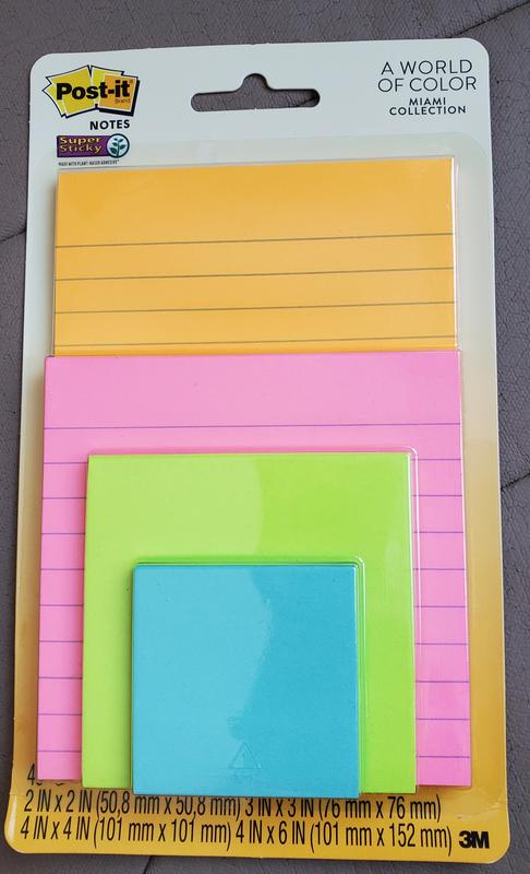 Post-it® Super Sticky Notes, Playful Colour Collection, 76 mm x 76