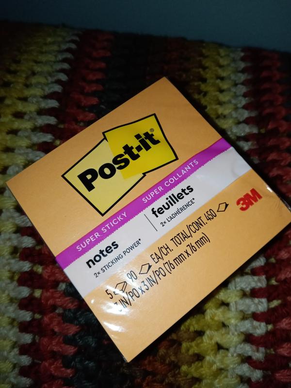 3M™ Post-it® Super Sticky Notes Energy Boost 654-5SSAU, 3x3 inch, 5  Pads/Pack, 100% PEFC SGSCH-PEFC-COC-110078