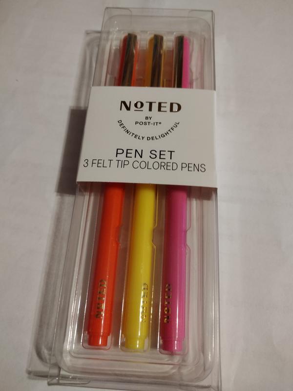  Post-it Noted Felt Tip Pens, Fine Point, 0.5 mm,  Pink/Orange/Red, Pack Of 3 Pens : Office Products