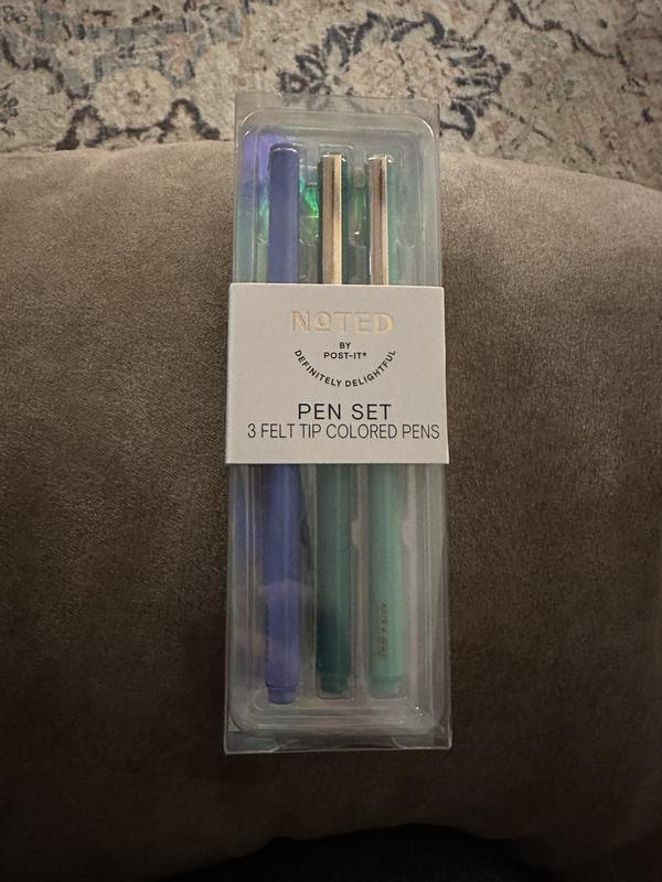 Noted by Post-it®, Cool Color Pens, Periwinkle, Teal, Mint, Felt tip, Ink  color matches barrel, 3 Pens/Pack