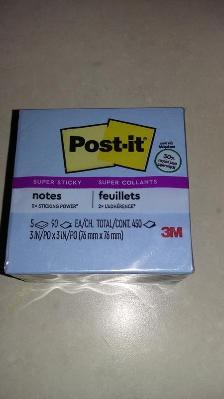 Post-it Recycled Super Sticky Notes Made with 100% Recycled Paper