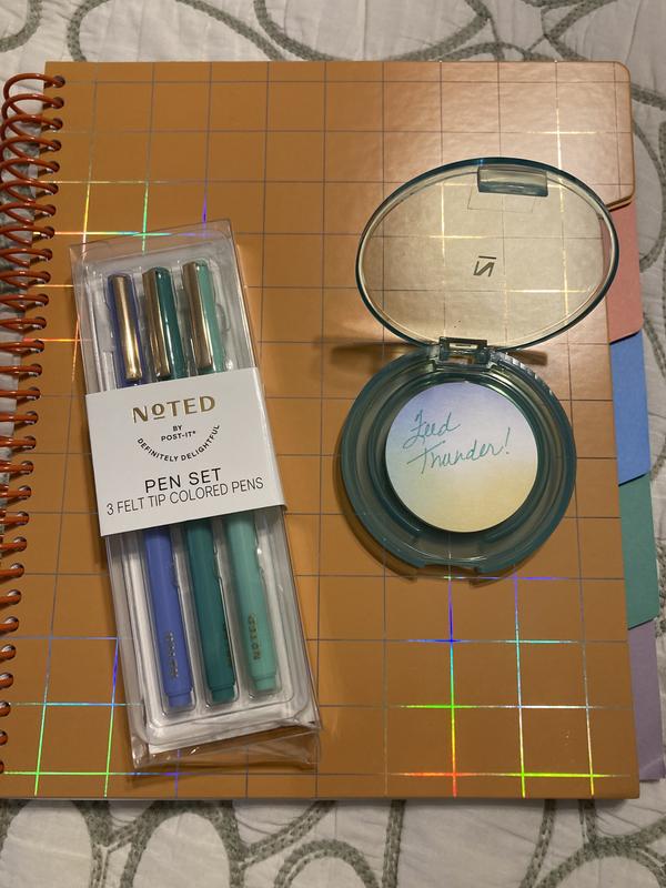 Noted by Post-it®, Cool Color Pens, Periwinkle, Teal, Mint, Felt tip, Ink  color matches barrel, 3 Pens/Pack