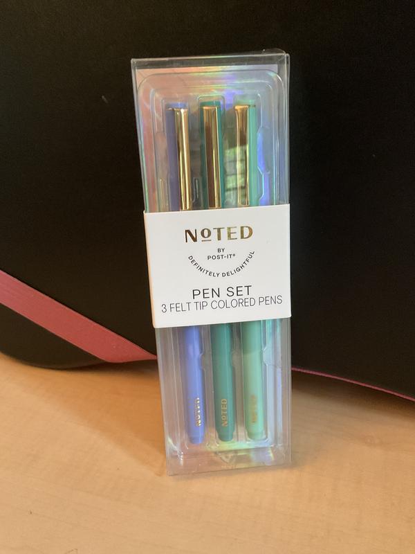 Noted by Post-it®, Cool Color Pens, Periwinkle, Teal, Mint, Felt tip, Ink  color matches barrel, 3 Pens/Pack