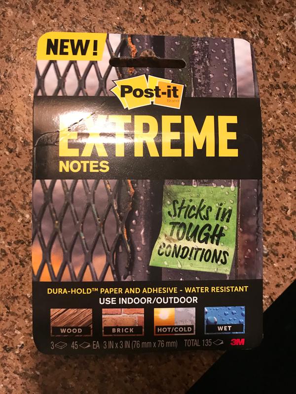 Post-it Extreme Notes Water-Resistant Self-Stick Notes, Orange, 3