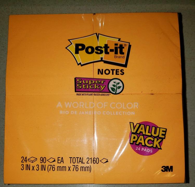 Post-it Super Sticky Notes, 1 7/8 in x 1 7/8 in, 8 Pads, 90 Sheets