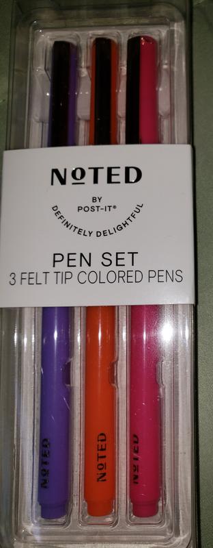 Noted by Post-it®, Pastel Color Pens, Orange, Pink, Purple, Felt tip, Ink  color matches barrel, 3 Pens/Pack