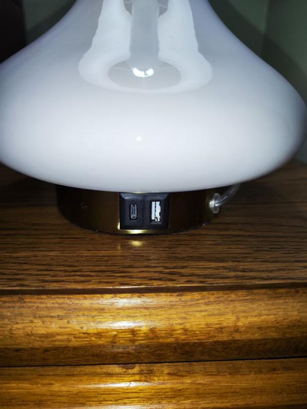 Maxax Deluxe 23.5-in White and Bronze LED Rotary socket Table Lamp with ...