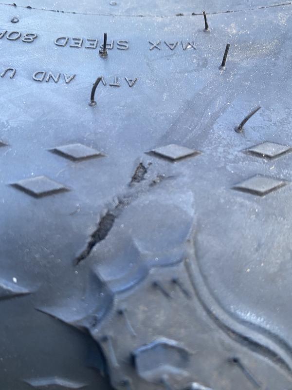 Damaged tire and pic of them beside old tires pre mounting