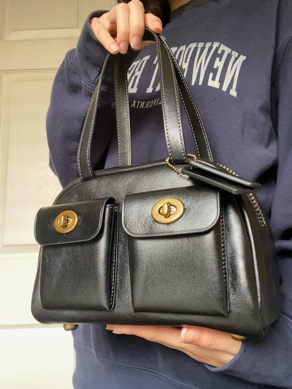 COACH Originals Twin Turnlock Small Waxed Leather Shoulder Bag 20