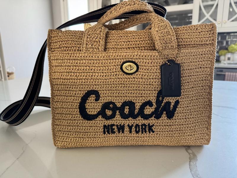 【COACH】Cargo Embroidered Logo Straw Tote Bag COACH Cargo Embroidered Logo Straw Tote Bag - Macy's