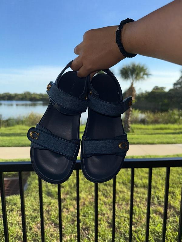 COACH Brynn Double-Band Sporty Lug-Sole Leather Sandals - Macy's