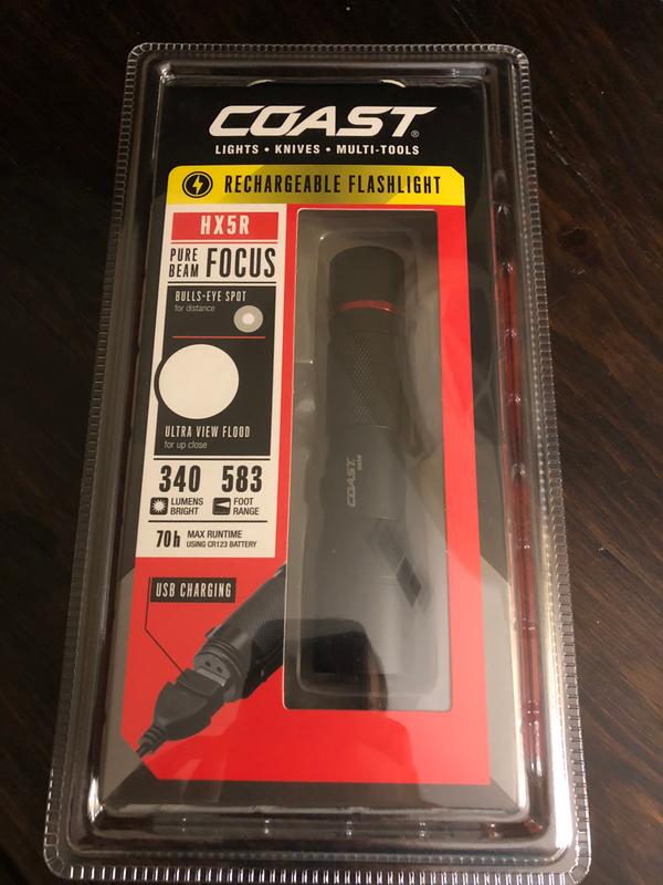 HX5R Lampe de poche à DEL Coast à faisceau Slide Focus 400 lumens 1x  CR123/Li-Ion rechargeable Batteries Expert