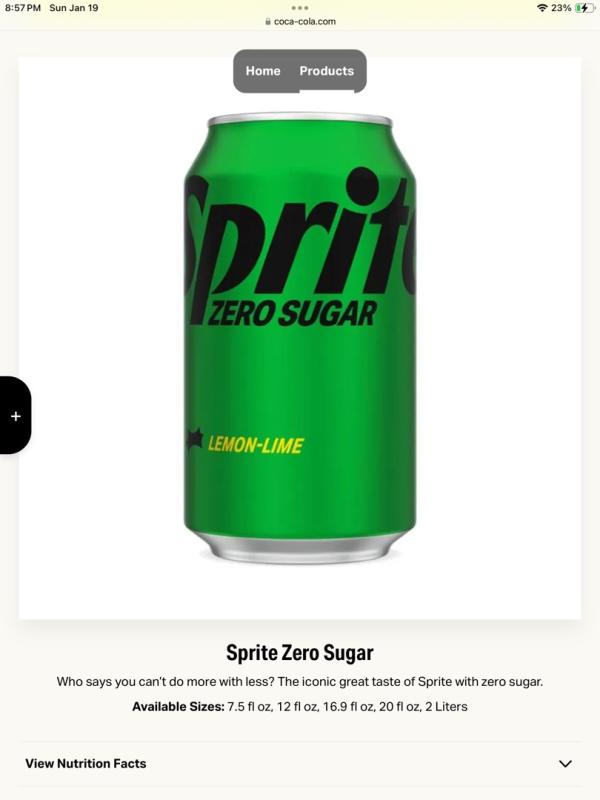 Sprite Zero Sugar Lemon Lime Diet Soda Pop Soft Drink, 12 fl