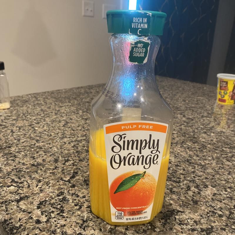 Simply Orange Pulp Free Juice Bottle, 52 Fl Oz, Juice and Drinks