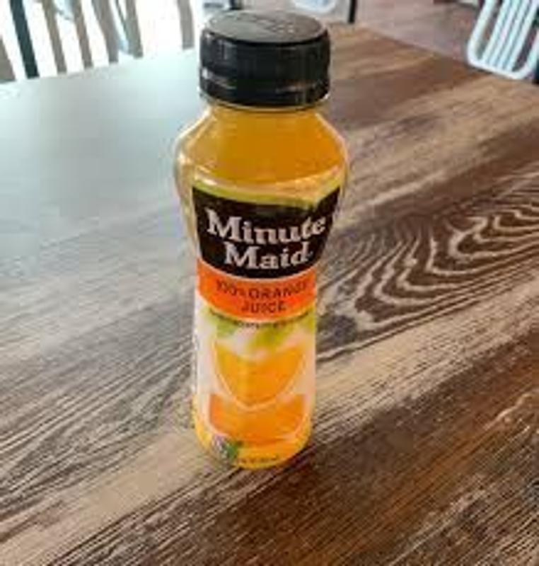 Minute Maid Glass Bottle 10 Ounce Clear Glass With Contents 