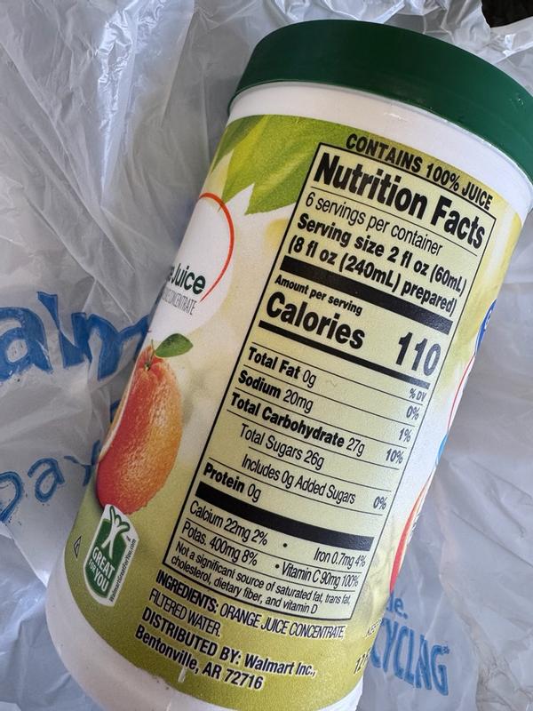 Nutrition Facts Just Picked Orange Juice Langers 100%, Orange