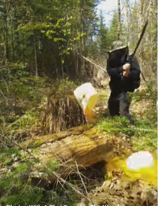 Testing the Chinese Sword Machete out on a 5 gallon bucket filled with water.