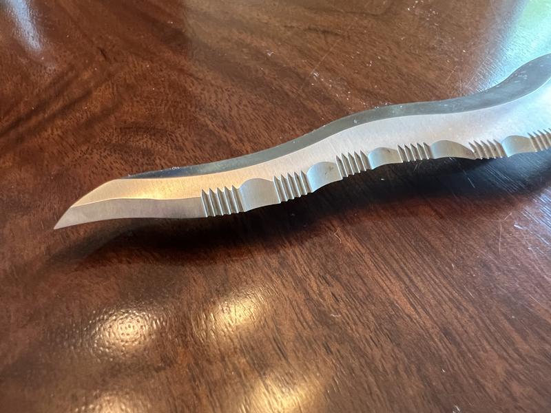 CS Ti-Lite Kris Serrated. I always choose serrated and I love the very sharp tip of this blade too.