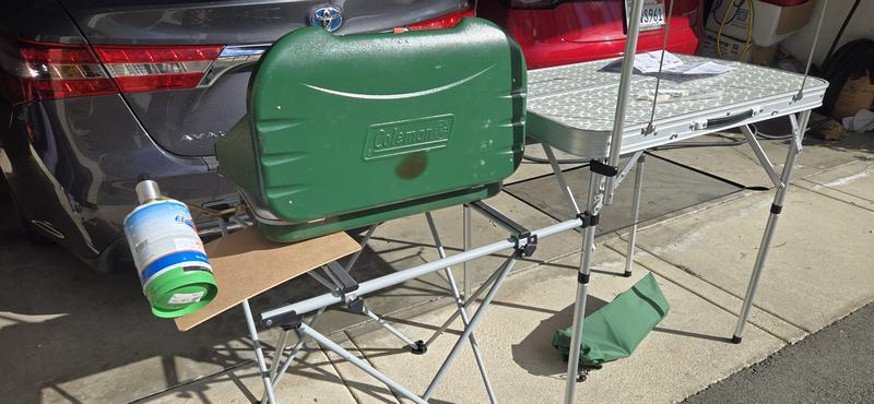 Coleman Portable Camping Chair with Side Table and Food Prep Area