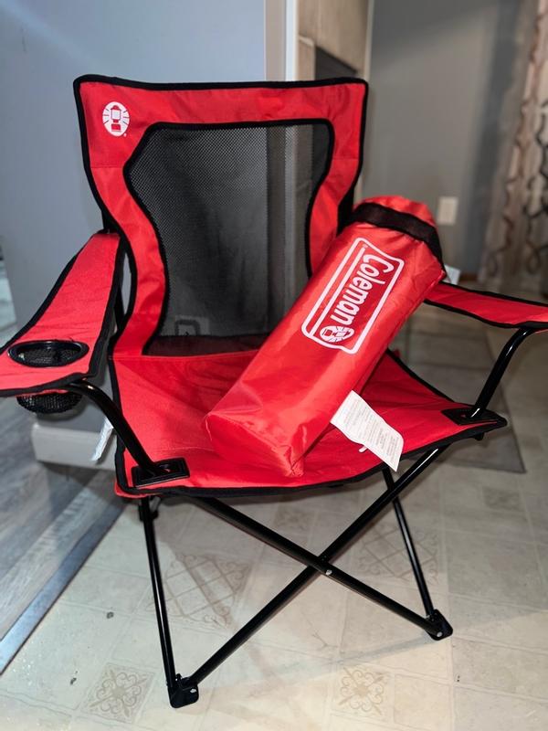 Coleman Broadband Mesh Quad Adult Camping Chair, Red 