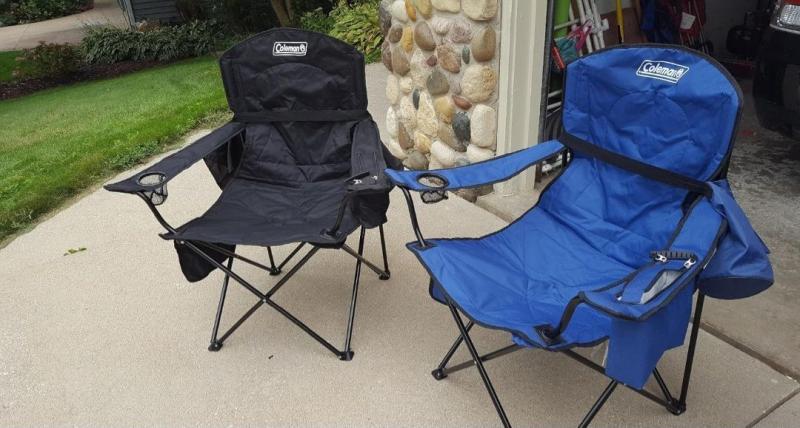 Camping Chair with Built In 4 Can Cooler Gray Coleman