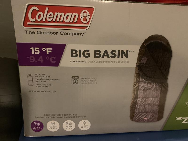 Coleman big basin 15 big and 2025 tall adult sleeping bag