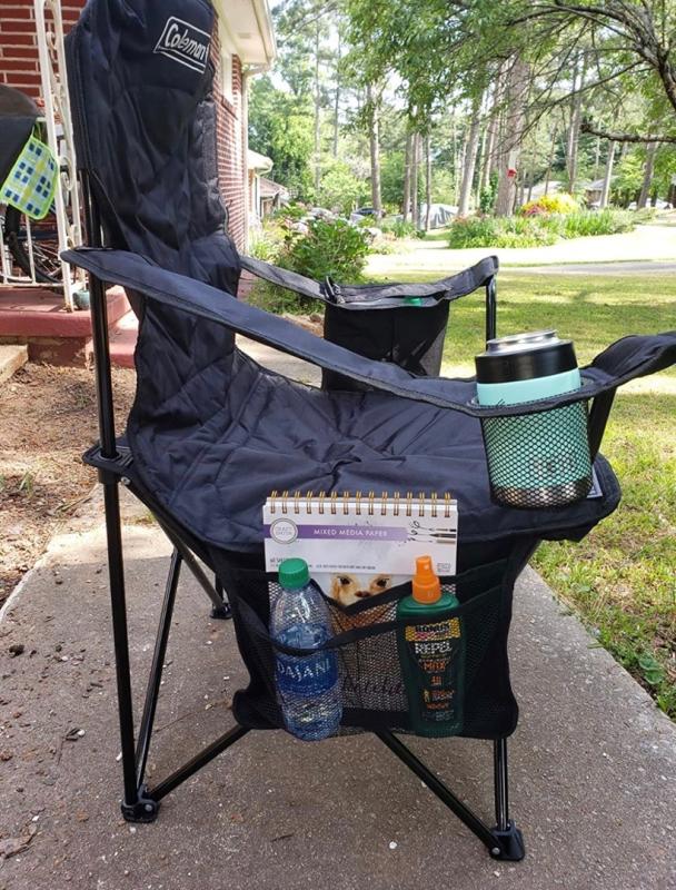 Camping Chair with Built In 4 Can Cooler Gray Coleman