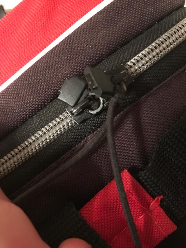 The rubber ends on the zipper broke in half