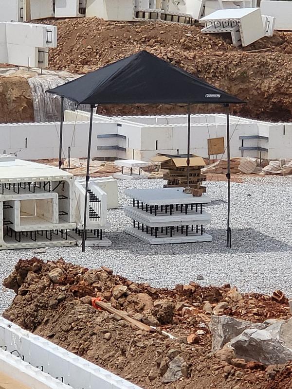 Much needed shade on a hot job site