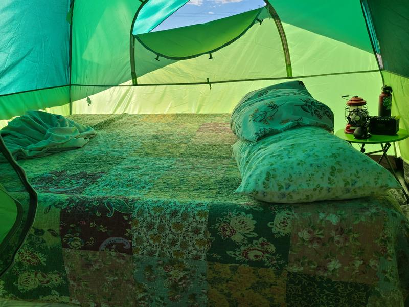 Inside tent