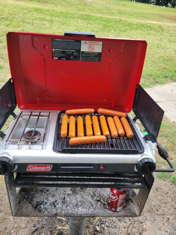 Coleman Tabletop Propane GAS Camping 2-in-1 Grill/Stove 2-Burner Gray Adult Unisex