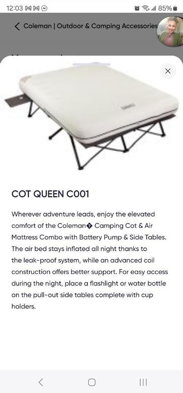 Coleman queen size air cheap mattress cot