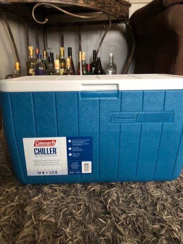 Coleman Chiller 48-Quart Hard Cooler, Holds 2-L Bottles Upright, Blue,  45.4-L