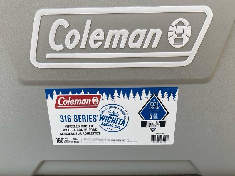 Glacière Rigide Coleman 316 Series 113 L, Gris Cendré 120 QT/ 113