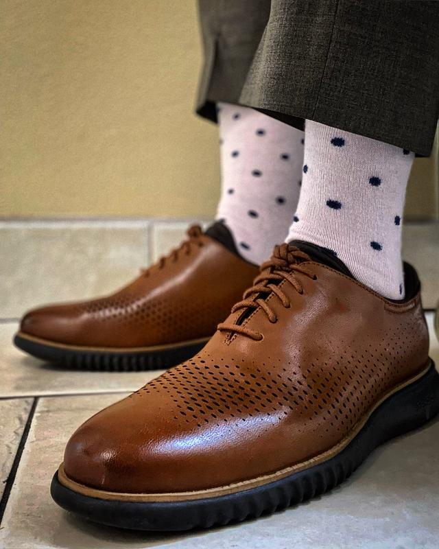 Cole Hann Wingtip 2 Tone Sz 8Men 2.zerogrand Laser Wingtip Oxford Lined Tan – Quarks Shoes main image 2
