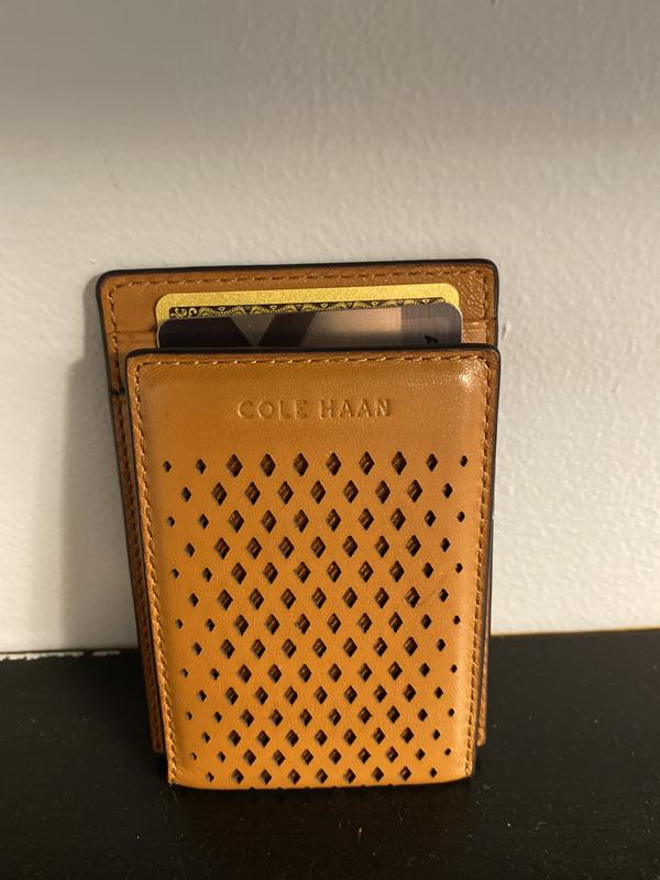Washington Perforated Card Case in Black Cole Haan
