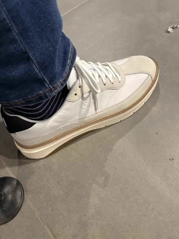 Men's GrandPrø FeatherArc Leather Bike Toe Sneakers in White