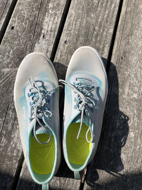 Columbia PFG Dorado Women’s Omni Shade Lace Up Boat Shoe Fishing Shoe Blue  Gray