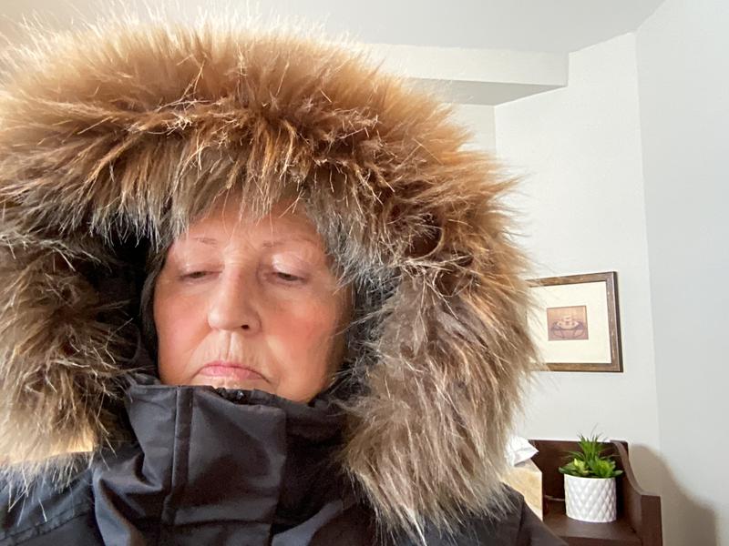 Photo 1 fourrure.  Photo 2 manteau 2025 le capuchon me cache les yeux.  Photo 3 manteau 2023 avec magnifique imitation fourrure et capuchon bien ajusté.