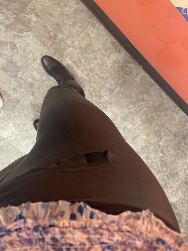 Customer photo for "LOVE these leggings to go out in, but ripped"