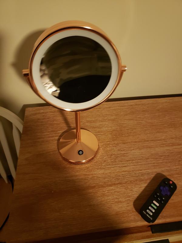 Lighted Makeup Mirror ø 18 cm Rose Gold BAIXAS 