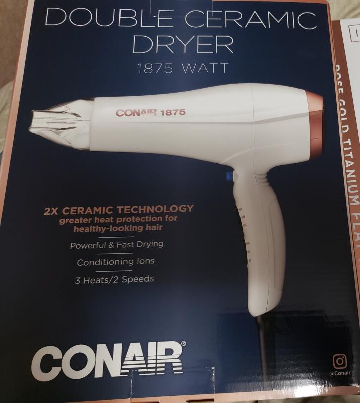 Conair® 1875 Watt Double Ceramic Hair Dryer in White/Rose Gold Customer